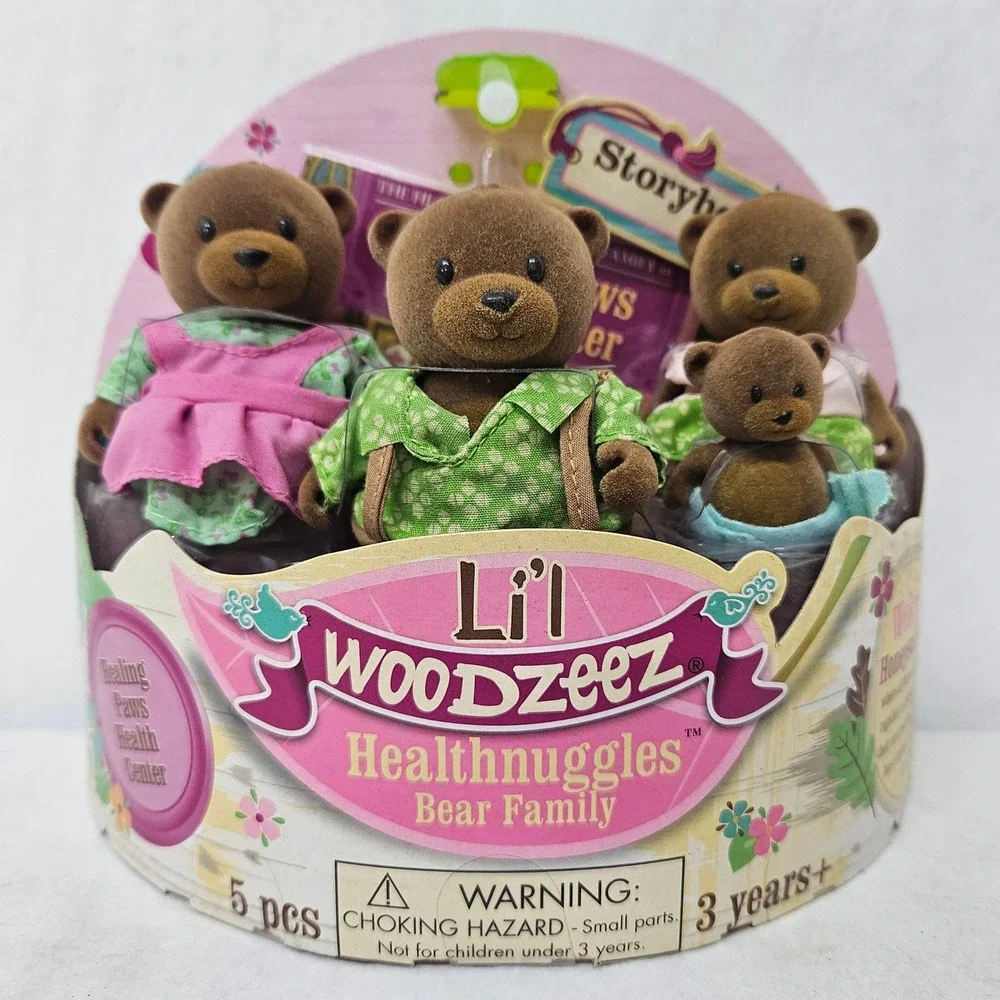 Li'l Woodzeez Healthnuggles Bear Family 4 Figures & Storybook Set 6093M New